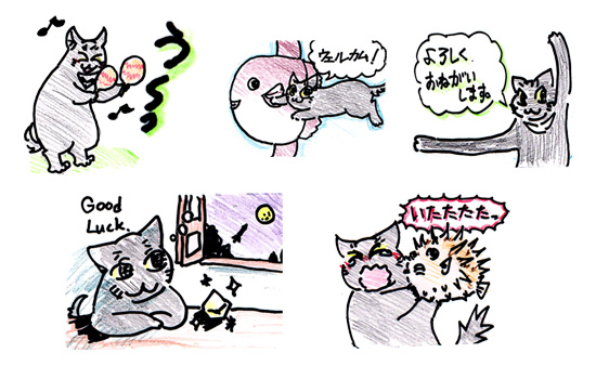 ほんわか色鉛筆(黒ねこカンちゃん)